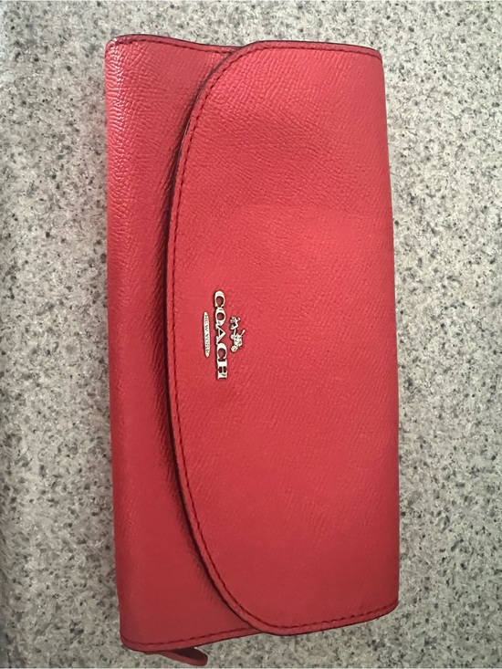 Coach Handbags - Coach Red/orange Leather Continental Wallet Clutch